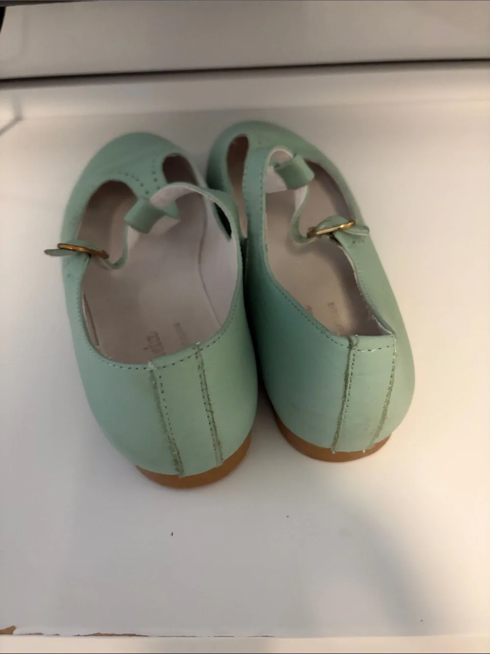 Girls' Mint T‑Strap Dress Flats with Buckle Size 34